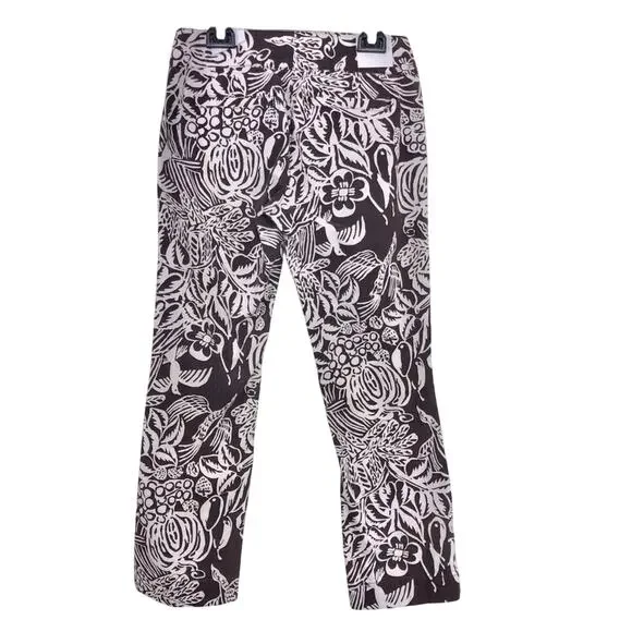 CAbi Serengeti Cropped Pants Brown White Tropical Print Sunset Keyna Style 351 - Picture 15 of 16